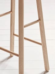 Cox & Cox Natural Oak Curved Topped Bar Stool - Image 5 of 5