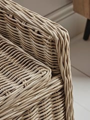 Cox & Cox Natural Small Round Rattan Storage Bench - Image 2 of 6