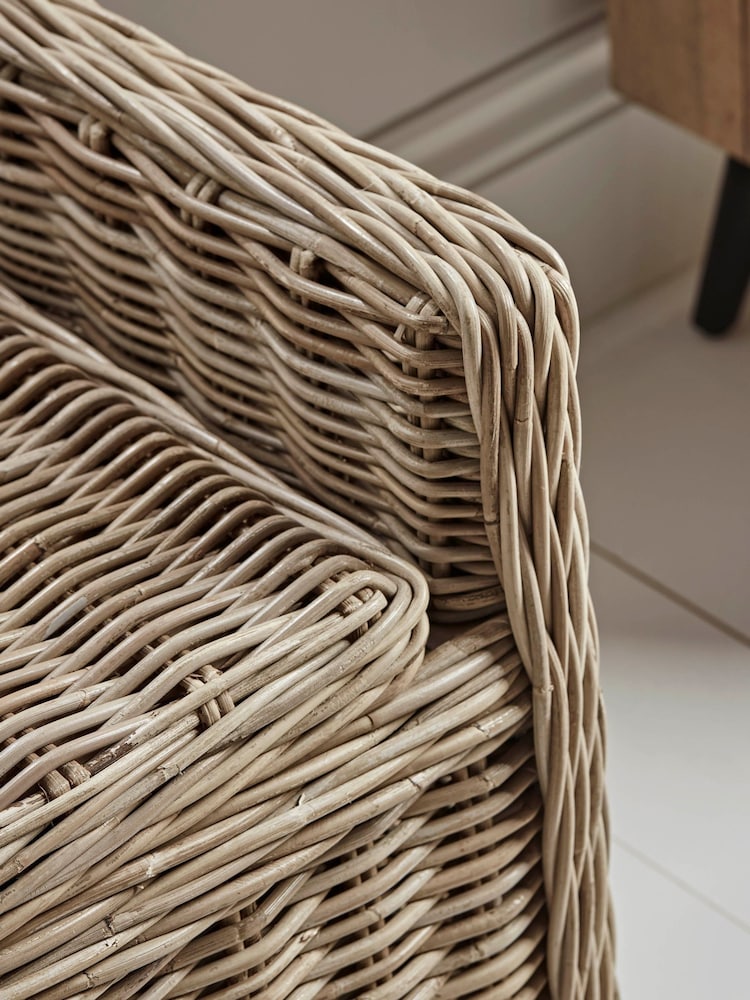 Cox & Cox Natural Small Round Rattan Storage Bench - Image 2 of 6