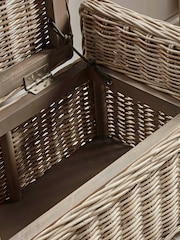 Cox & Cox Natural Small Round Rattan Storage Bench - Image 4 of 6
