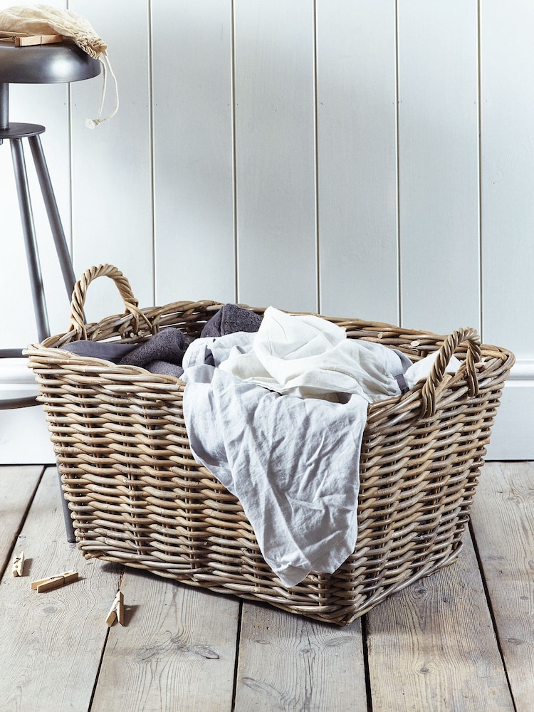 Cox & Cox Natural Rattan Rectangular Basket - Image 1 of 1 Cox & Cox Natural Rattan Rectangular Basket - Image 1 of 1
