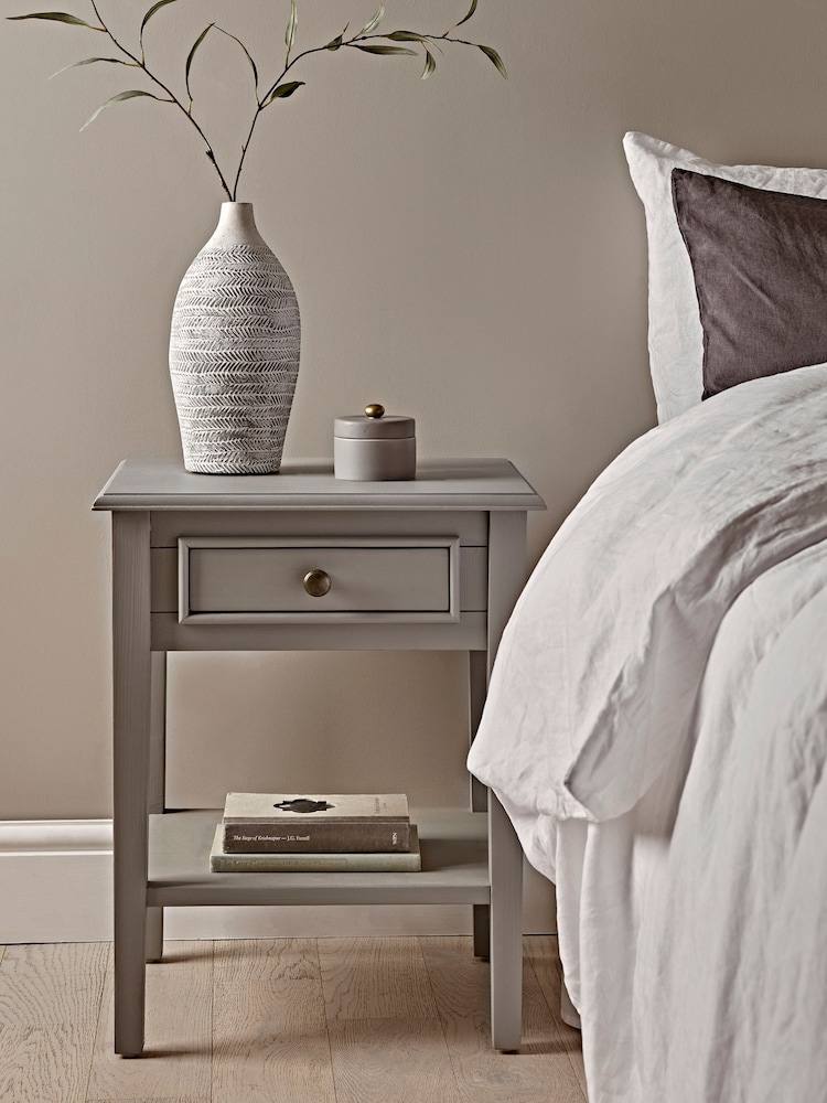 Cox & Cox Grey Camille Bedside Table - Image 1 of 6