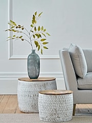Cox & Cox Set of 2 Taupe Enamelled Storage Tables - Image 1 of 1