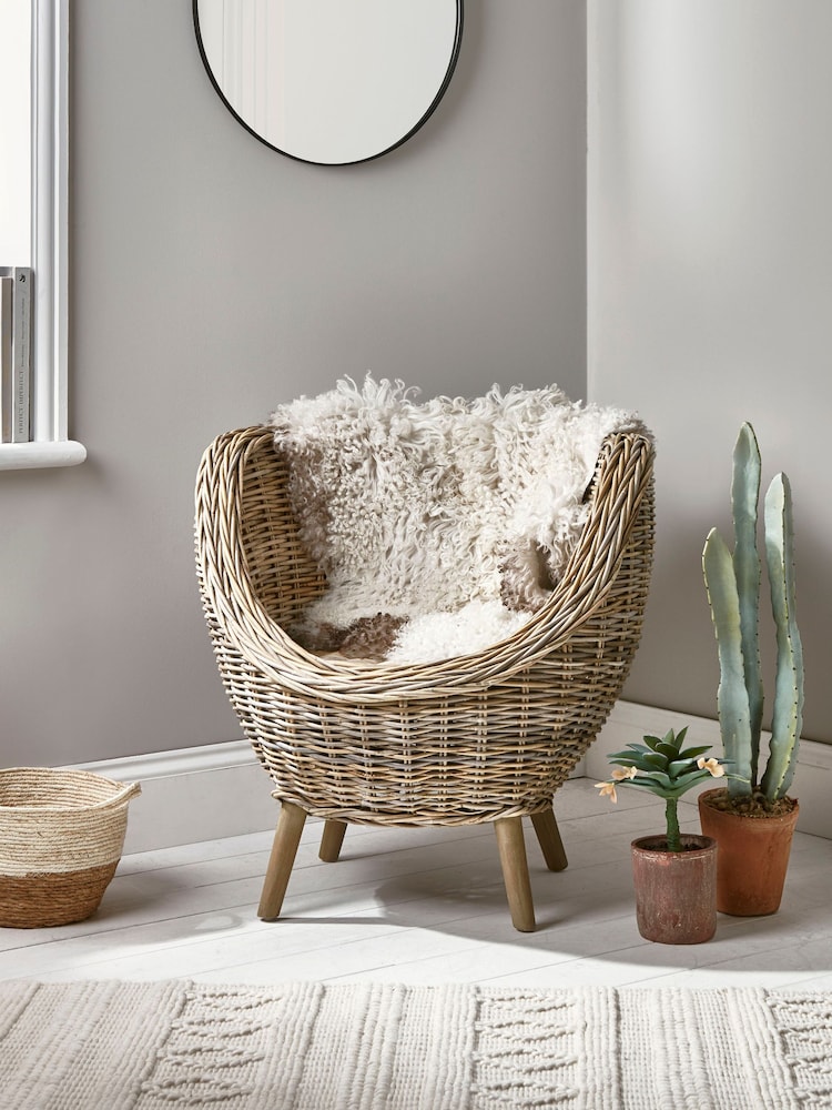 Cox & Cox Natural Round Rattan Tub Chair - Image 1 of 4