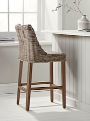 Cox & Cox Natural Round Rattan Bar Stool - Image 2 of 6