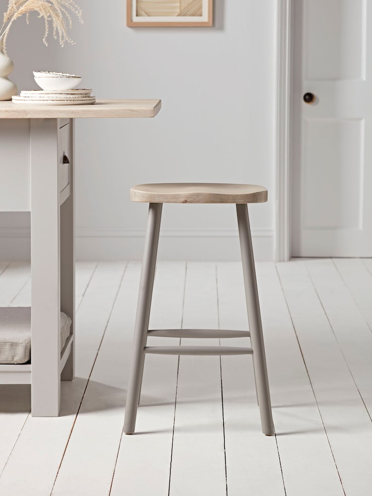 Cox & Cox Grey Limewashed Bar Stool - Image 2 of 6