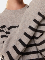 Whistles Natural Wool Mix Stripe Contrast Knit Jumper - Image 4 of 5