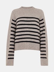 Whistles Natural Wool Mix Stripe Contrast Knit Jumper - Image 5 of 5