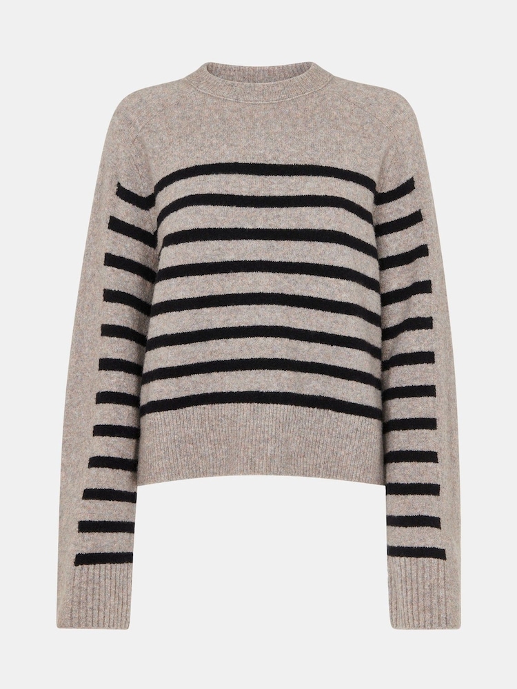 Whistles Natural Wool Mix Stripe Contrast Knit Jumper - Image 5 of 5 Whistles Natural Wool Mix Stripe Contrast Knit Jumper - Image 5 of 5