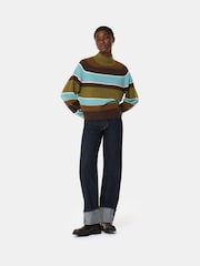 Whistles Natural Wool Stripe Funnel Neck Knit Jumper - Image 1 of 5