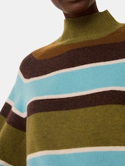 Whistles Natural Wool Stripe Funnel Neck Knit Jumper - Image 3 of 5
