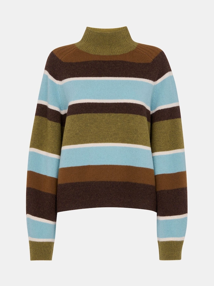 Whistles Natural Wool Stripe Funnel Neck Knit Jumper - Image 5 of 5 Whistles Natural Wool Stripe Funnel Neck Knit Jumper - Image 5 of 5