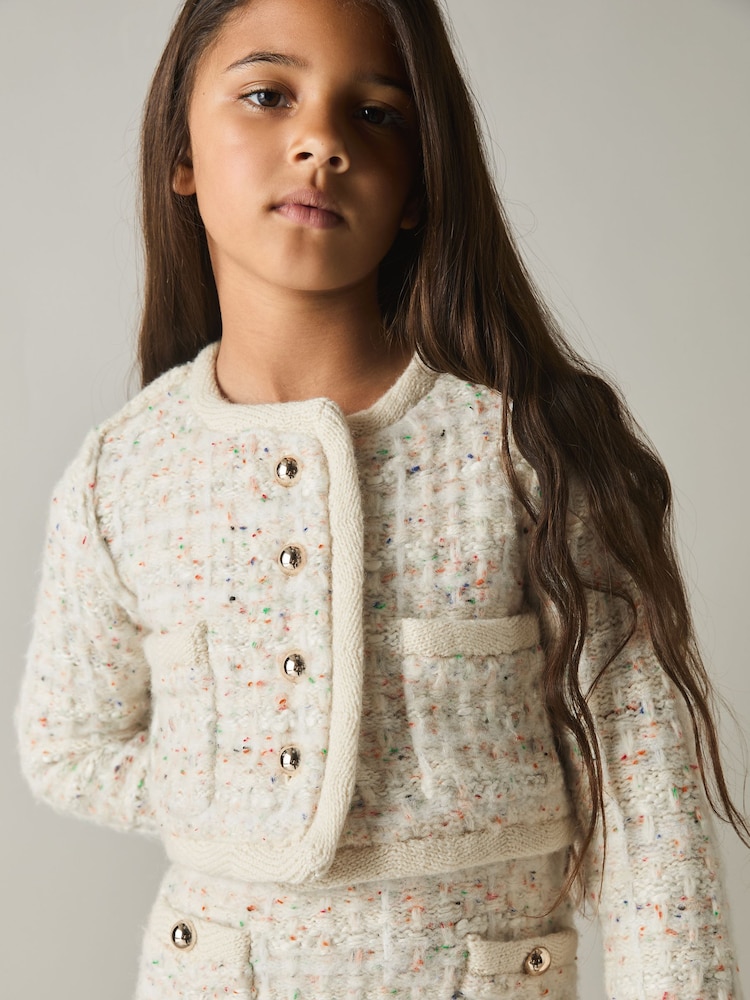 Crema - Chaqueta de punto efecto tweed Felicity de Reiss con merino - Imagen 1 de 4 Crema - Chaqueta de punto efecto tweed Felicity de Reiss con merino - Imagen 1 de 4