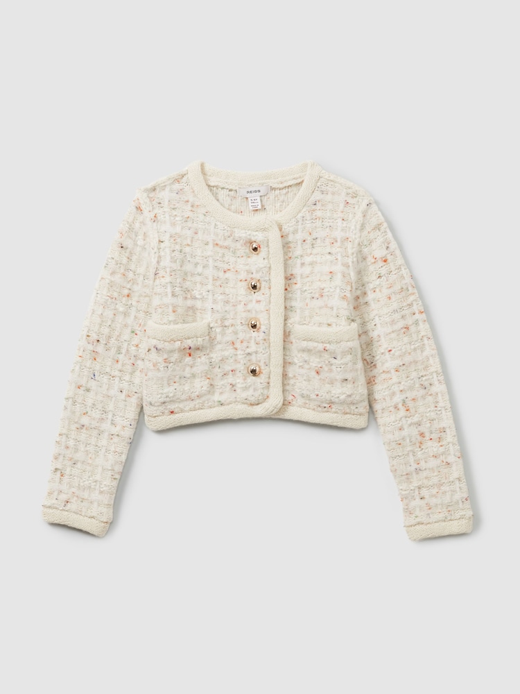 Crema - Chaqueta de punto efecto tweed Felicity de Reiss con merino - Imagen 2 de 4 Crema - Chaqueta de punto efecto tweed Felicity de Reiss con merino - Imagen 2 de 4