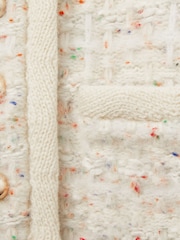 Reiss Cream Felicity 4-9 yrs Tweed-Effect Knitted Jacket with Merino - Image 4 of 4