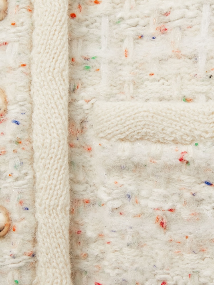 Reiss Cream Felicity 4-9 yrs Tweed-Effect Knitted Jacket with Merino - Image 4 of 4