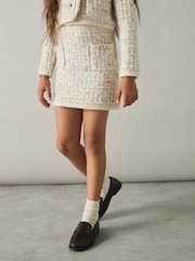 Reiss Felicity Tweed-Effect Knitted Mini Skirt with Merino - Image 1 of 4