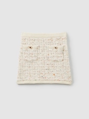 Reiss Felicity Tweed-Effect Knitted Mini Skirt with Merino - Image 2 of 4