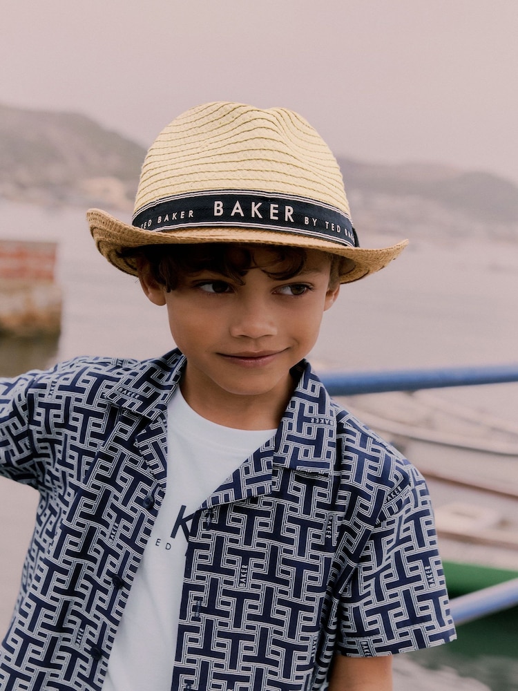 Baker by Ted Baker chapeau trilby en paille neutre garçon - Image 1 of 4