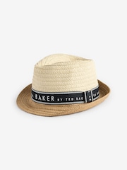 Baker by Ted Baker chapeau trilby en paille neutre garçon - Image 2 of 4