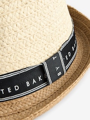 Baker by Ted Baker chapeau trilby en paille neutre garçon - Image 3 of 4
