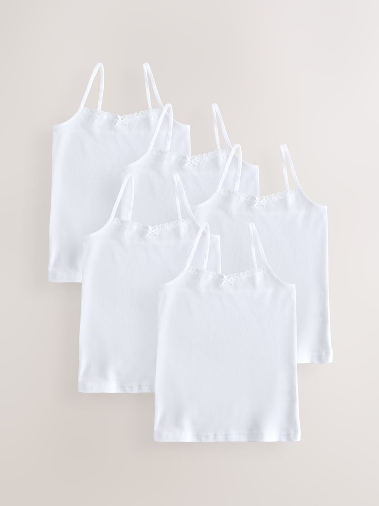 White 5 Pack Elastic Strappy Cami Vests (1.5-16yrs) - Image 1 of 1