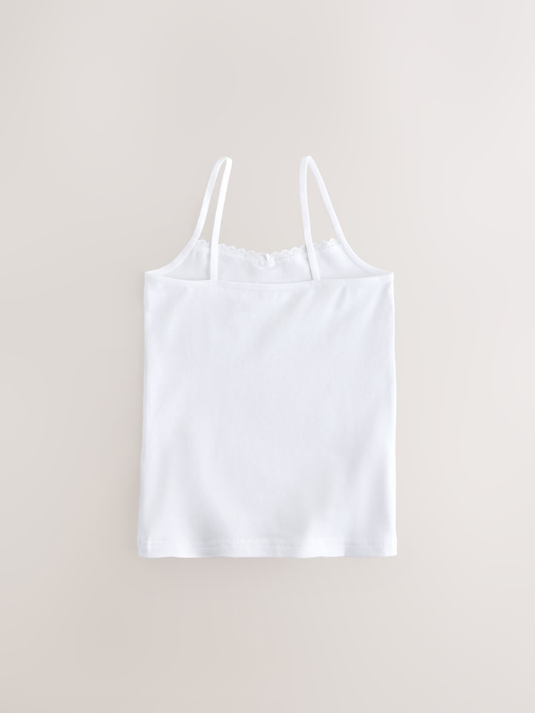 White 5 Pack Elastic Strappy Cami Vests (1.5-16yrs) - Image 3 of 9