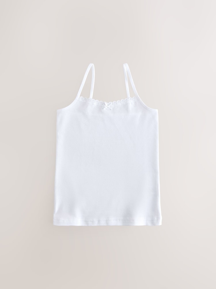 White 5 Pack Elastic Strappy Cami Vests (1.5-16yrs) - Image 6 of 9