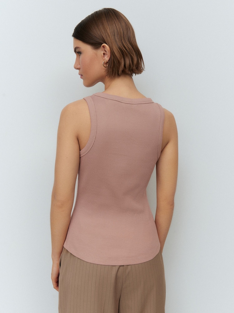Neutral Ribbed Racer Tank Vest Sleeveless Top - Image 3 of 7