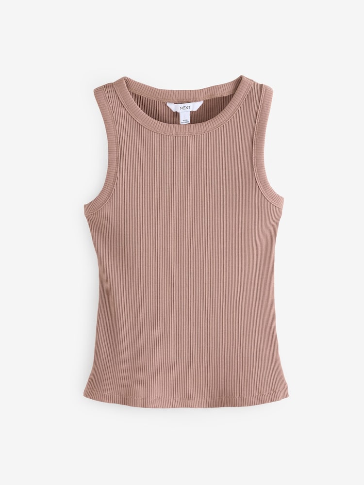 Neutral Ribbed Racer Tank Vest Sleeveless Top - Image 5 of 7