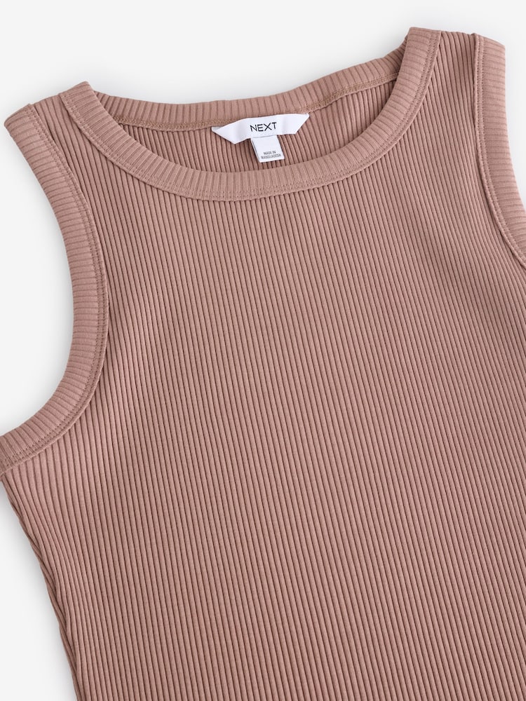 Neutral Ribbed Racer Tank Vest Sleeveless Top - Image 6 of 7