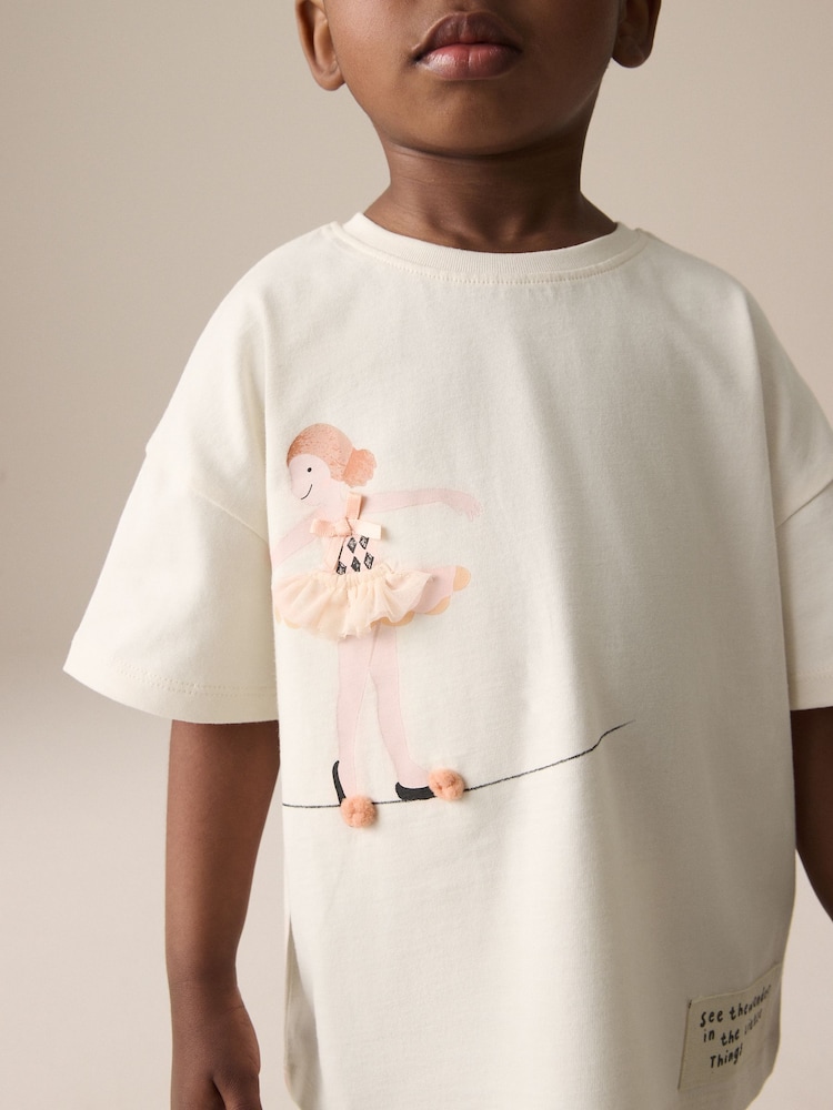 Cream Pretty Circus Short Sleeve T-Shirt and Cycle Shorts Set (3mths-7yrs) - Image 4 of 9