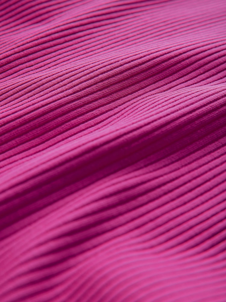 Bright Pink Ribbed Racer Tank Vest Sleeveless Top - Image 7 of 7