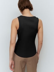 Black Ribbed Racer Tank Vest Sleeveless Top - Image 3 of 7