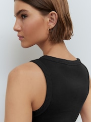 Black Ribbed Racer Tank Vest Sleeveless Top - Image 4 of 7