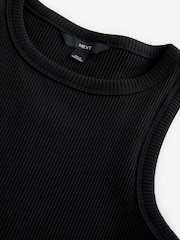 Black Ribbed Racer Tank Vest Sleeveless Top - Image 6 of 7