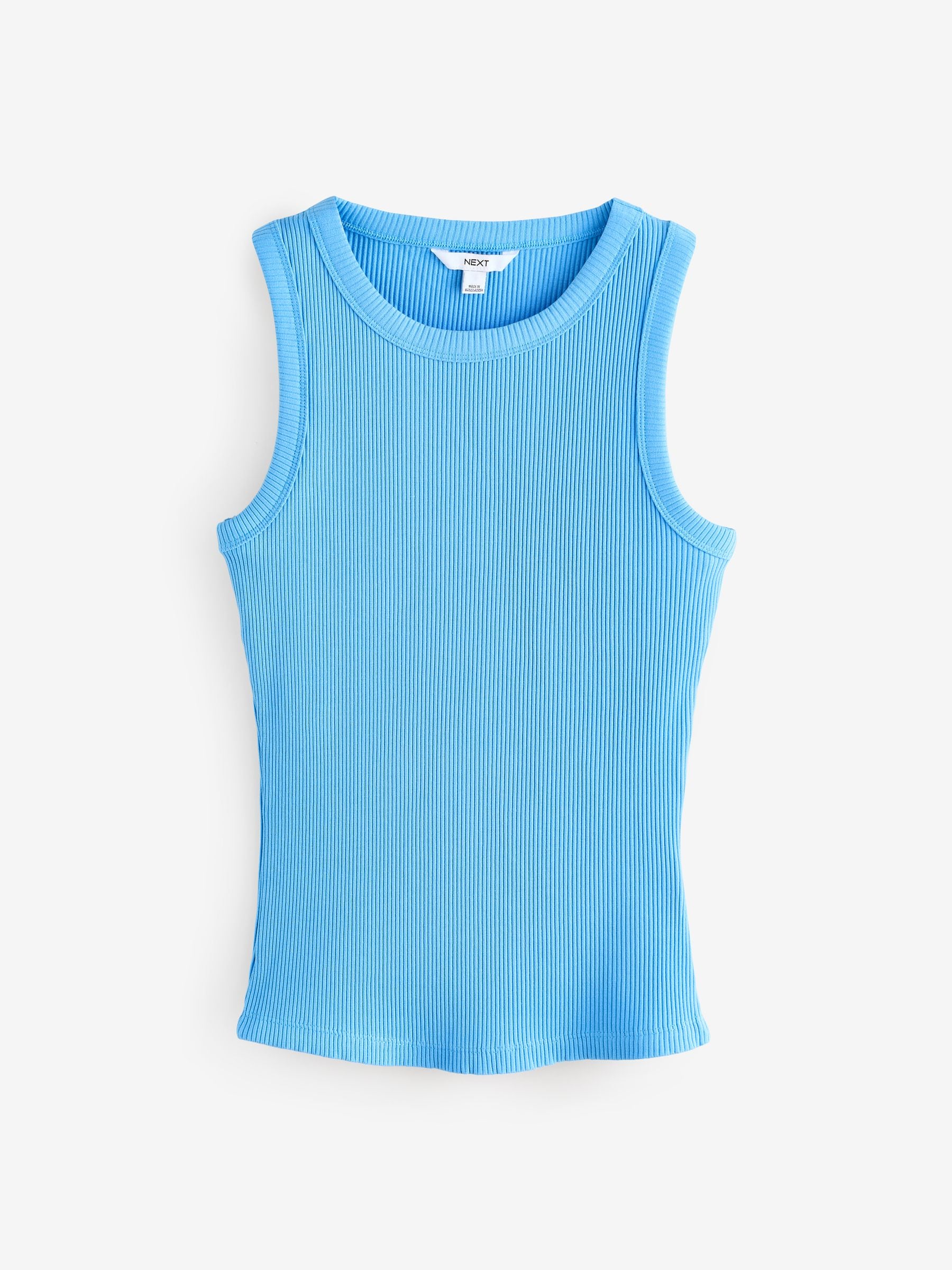 Buy Blue Ribbed Racer Tank Vest Sleeveless Top from the Next UK