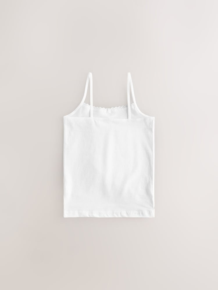 White 10 Pack Elastic Strappy Cami Vests (1.5-16yrs) - Image 2 of 7