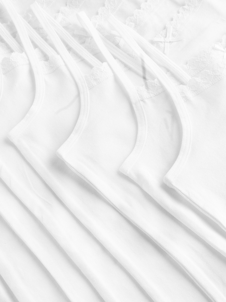 White 10 Pack Elastic Strappy Cami Vests (1.5-16yrs) - Image 7 of 7