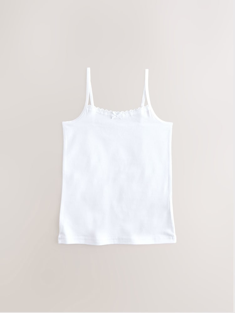 White 3 Pack Elastic Strappy Cami Vests (1.5-16yrs) - Image 2 of 5
