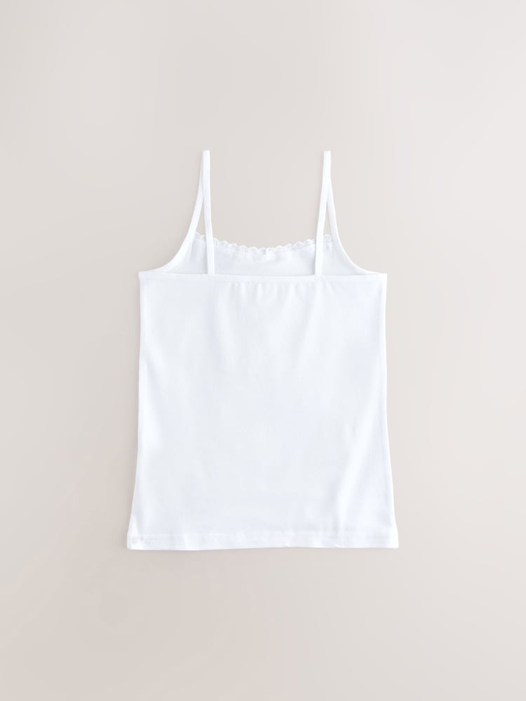 White 3 Pack Elastic Strappy Cami Vests (1.5-16yrs) - Image 3 of 5