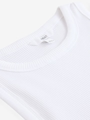 White Ribbed Racer Tank Vest Sleeveless Top - Image 8 of 8