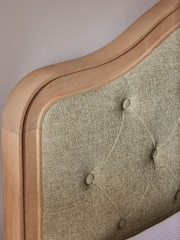 Brushed Weave Light Olive Green Rose Wood Upholstered Bed Frame - Image 3 of 7