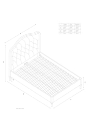 Brushed Weave Light Olive Green Rose Wood Upholstered Bed Frame - Image 4 of 7