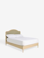 Brushed Weave Light Olive Green Rose Wood Upholstered Bed Frame - Image 6 of 7