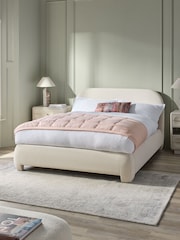 Soft Velvet Natural Oyster Lottie Upholstered Bed Frame - Image 2 of 9