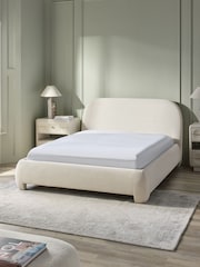 Soft Velvet Natural Oyster Lottie Upholstered Bed Frame - Image 3 of 9