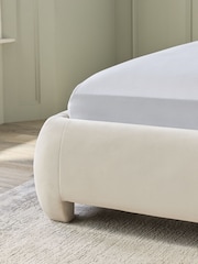 Soft Velvet Natural Oyster Lottie Upholstered Bed Frame - Image 6 of 9