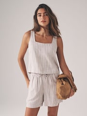 The Set Black/Red/Ecru Stripe 3 Pack Shell Tops With Linen - Image 1 of 13