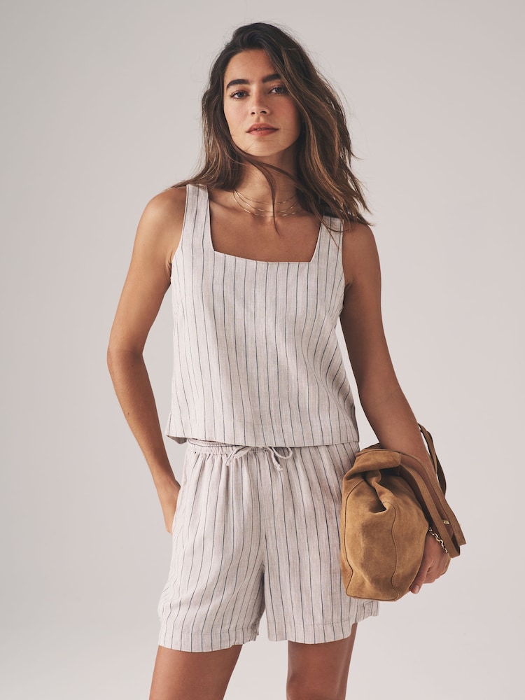 The Set Black/Red/Ecru Stripe 3 Pack Shell Tops With Linen - Image 1 of 13